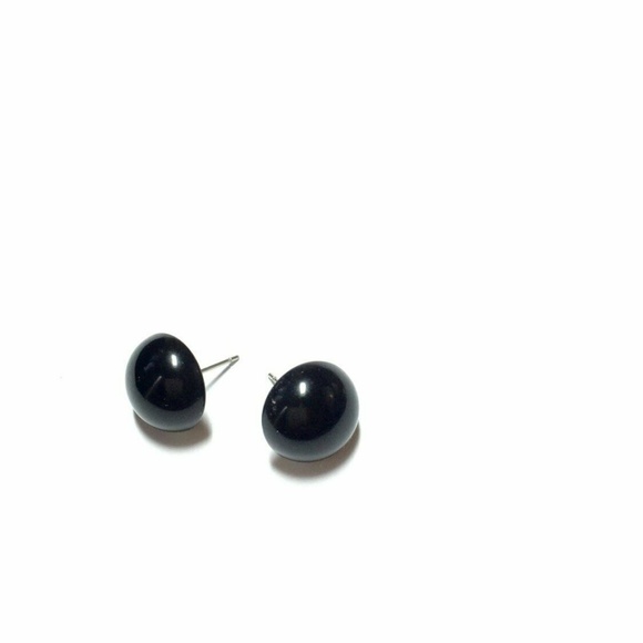 Vintage Lucite Domed Retro Button Stud Earrings - Picture 2 of 5